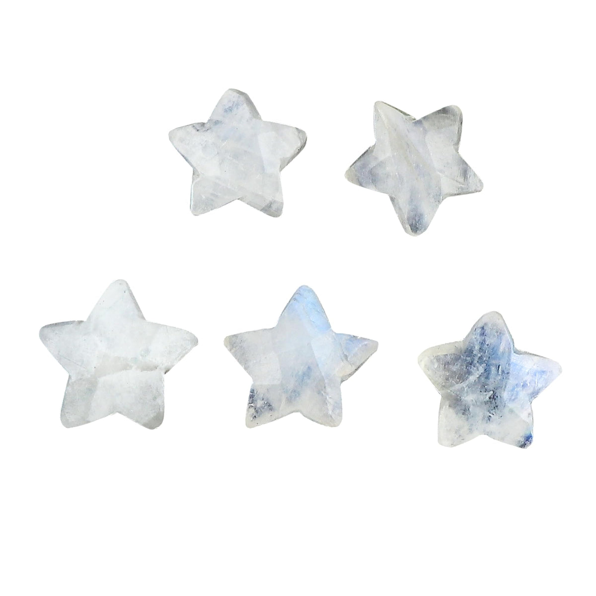 CRYSTALINES 5pcs, Wholesale Natural Rainbow Moonstone Gemstones, Bulk Star Shape Stones, Assorted Loose Supply, DIY Craft-Jewelry Making, Chakra Healing Crystals, Gem Collection, 8-10mm