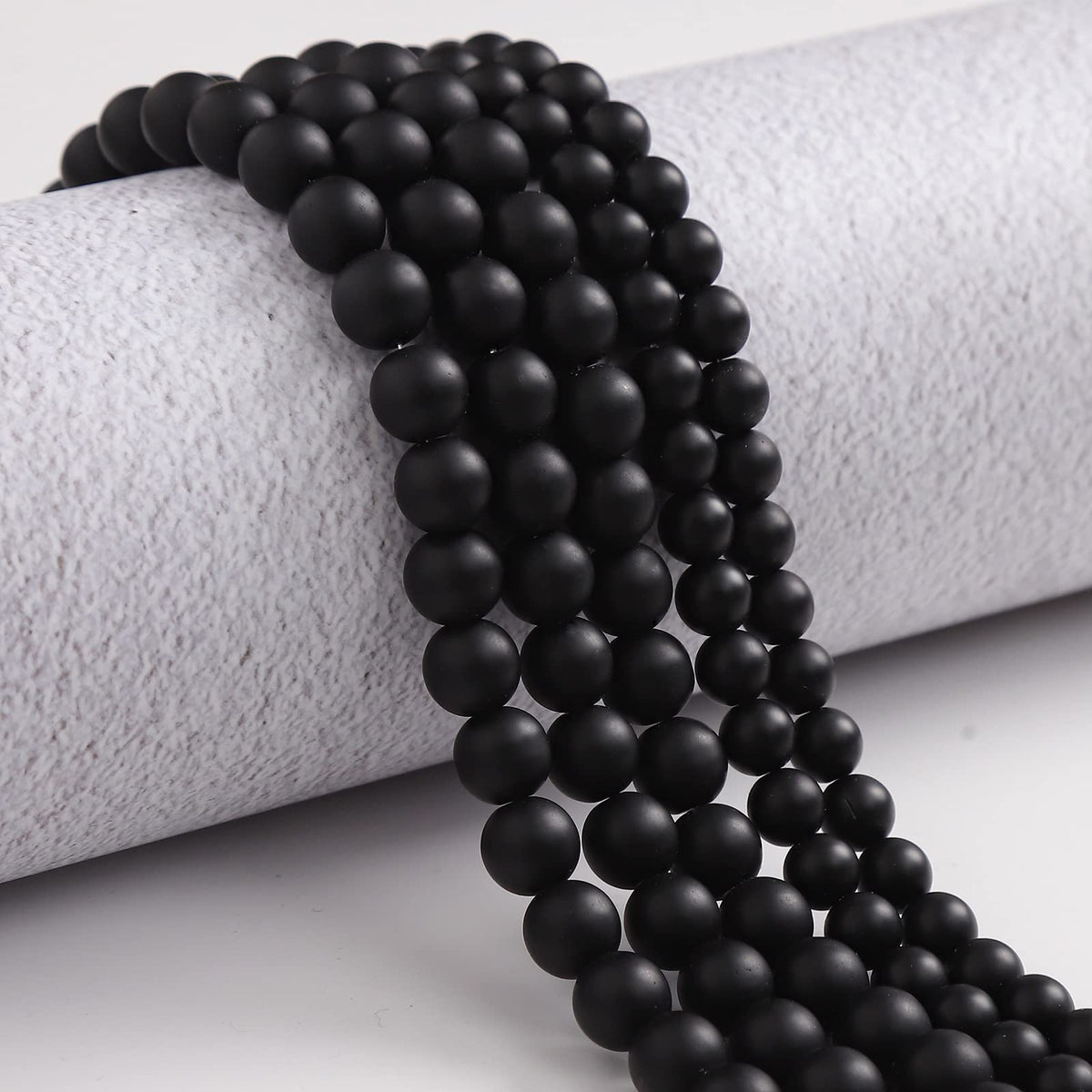 60pcs 6mm Natural Matte Black Onyx Agate Gemstone Beads Energy Healing Crystal Round Loose Stone Beads for Jewelry Making, DIY Bracelets Necklaces