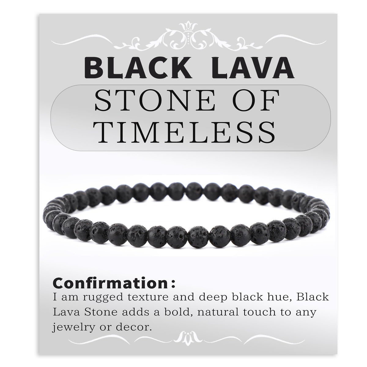 Bymitel 4mm Black Lava - Handmade Reiki Gemstone Stretch Bracelet, Natural Beauty & Spiritual Essence, Crystal Healing for Unisex Adults