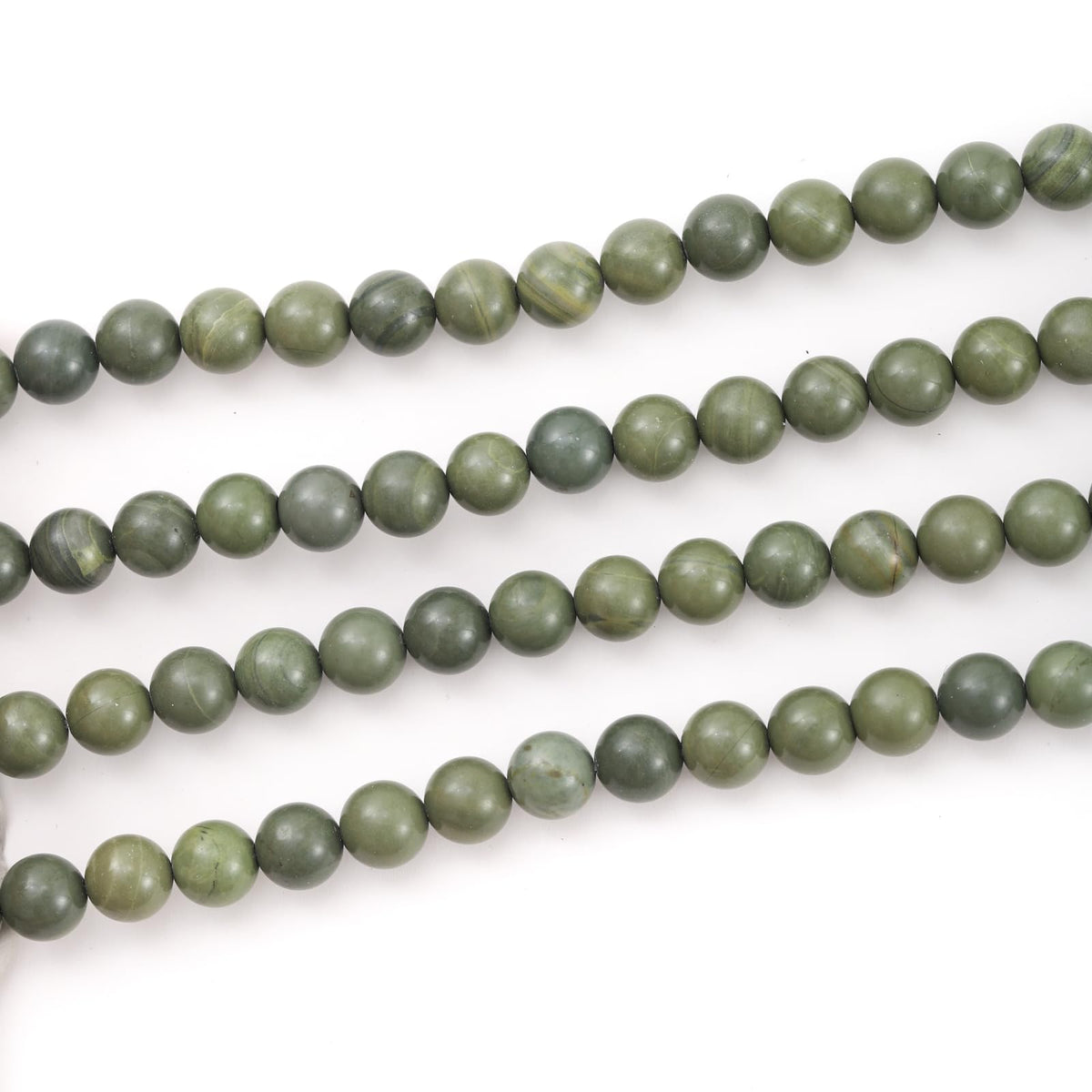 8mm 45pcs DIY Natural Green Tea Stone Beads Round Healing Crystal Gemstone Loose Beads for Jewelry Making Handmade Bracelet Necklace