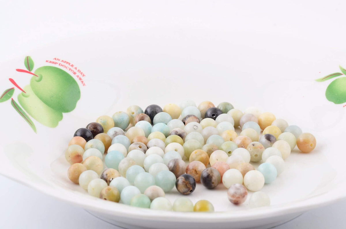 Natural Stone Beads 100pcs 6mm Amazonite Stone Round Genuine Real Stone Beading Loose Gemstone Hole Size 1mm DIY Smooth Beads for Bracelet Necklace Earrings Jewelry Making (Amazonite Green, 6mm)