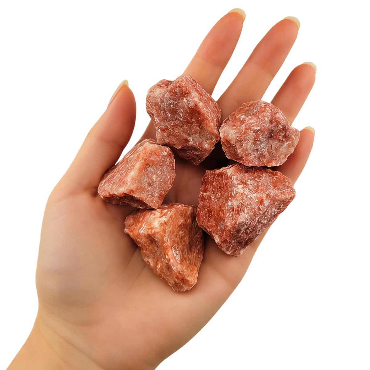 3-5Pcs Natural Sunstone Raw Crystals 1''-2'' Rough Stones Rocks for Tumbling Polishing Cabbing Gemstones Crystals and Healing Stones for Wicca Reiki,Fountian Rocks for Decorations (Sunstone)