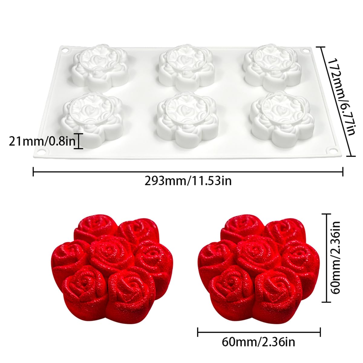 mostsom 3D Hamster Shape Silicone Mold Cake Baking Molds for Dessert Cake Mousse Heart Shape Molds for Making Handmade Soap Making Chocolate Mould (C_ Flower Rose)