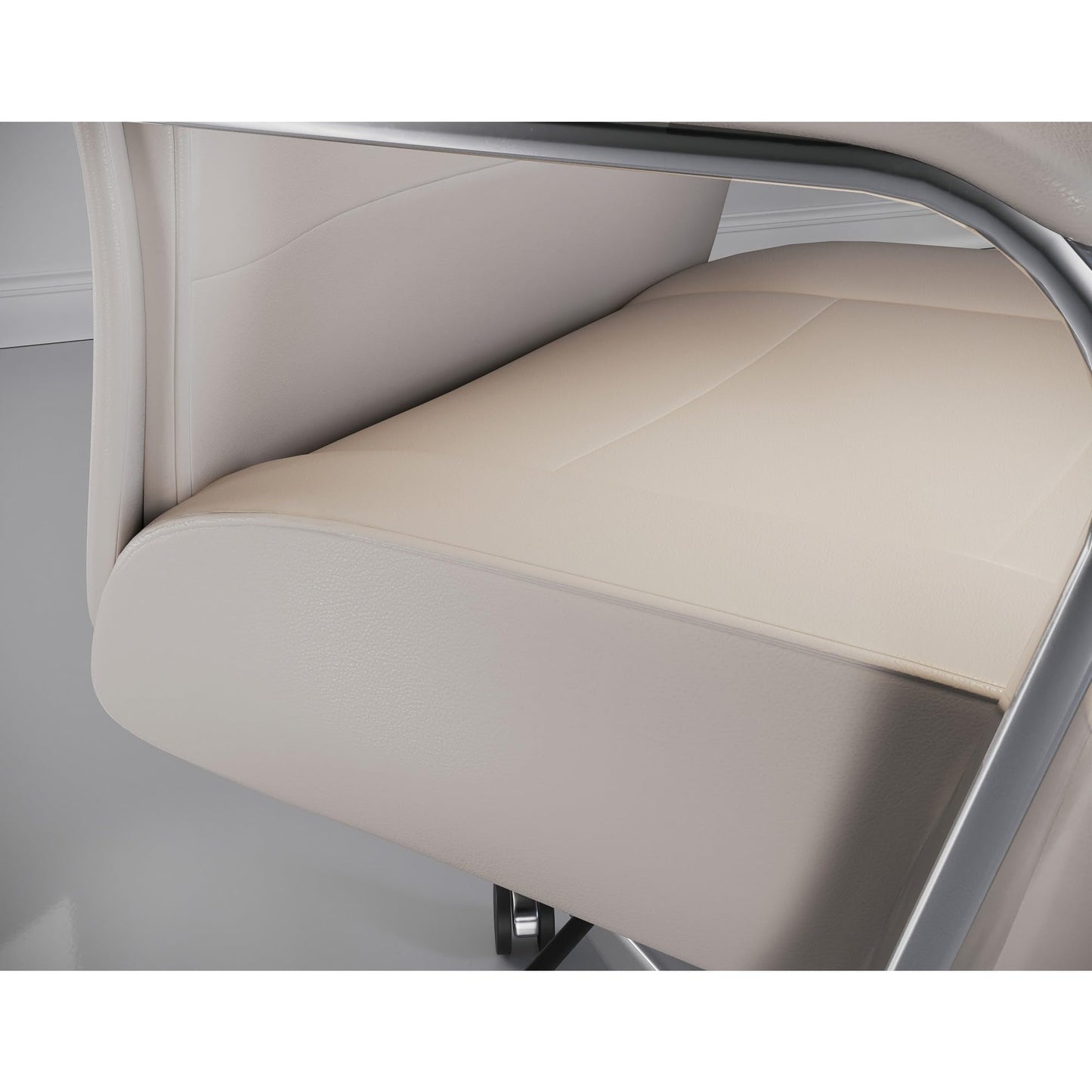 Realspace® Modern Comfort Modee Vegan Leather High-Back Executive Office Chair, Sand/Chrome, BIFMA Compliant