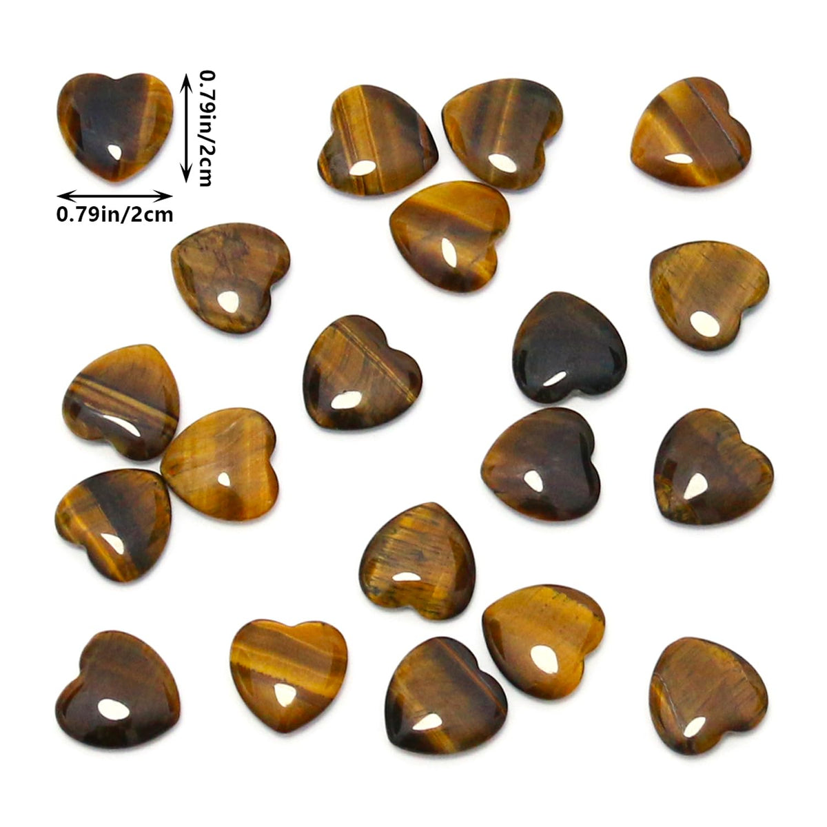 Namzi 20 Packs of Tumbled Polished Natural Tigers Eye Crystals Heart Stones, Crystals and Healing Stones Quartz Bulk for Wicca, Reiki, Healing Energy, Chakra Stones, Witchcraft Supplies