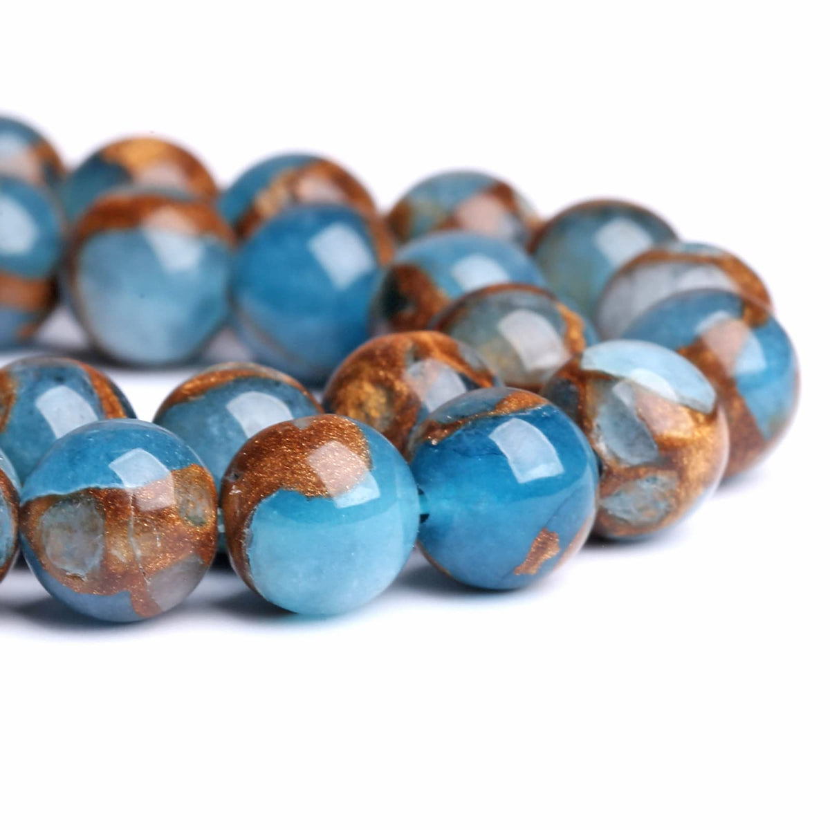 8MM 45PCS Lake Blue Cloisonne Craft Spacer Loose Beads for Jewelry Making DIY Bracelet