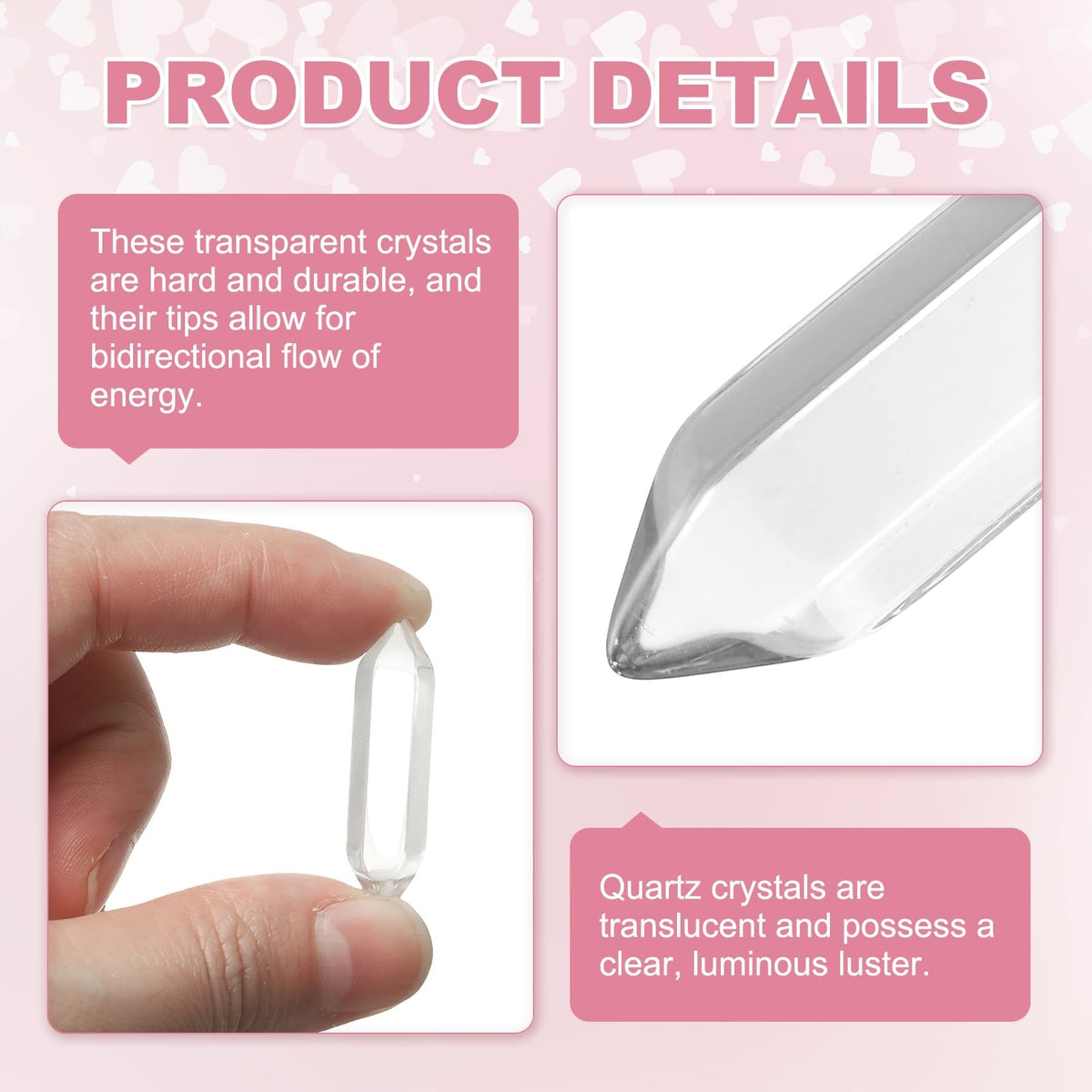 MECCANIXITY 10 Pack White Quartz Crystals, Polished Crystals Bulk Hexagonal Shaped Meditation Gemstone for Jewelry Making Energy Balance Accessories Gifts