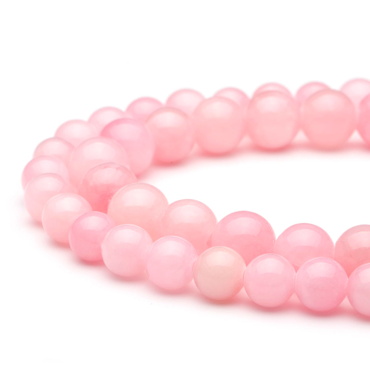 Youngbling Natural Gemstone Beads for Jewelry Making,8mm Pink Jade Polished Round Smooth Stone Beads for Bracelet Necklace 15 Inch(Pink Jade,8mm)