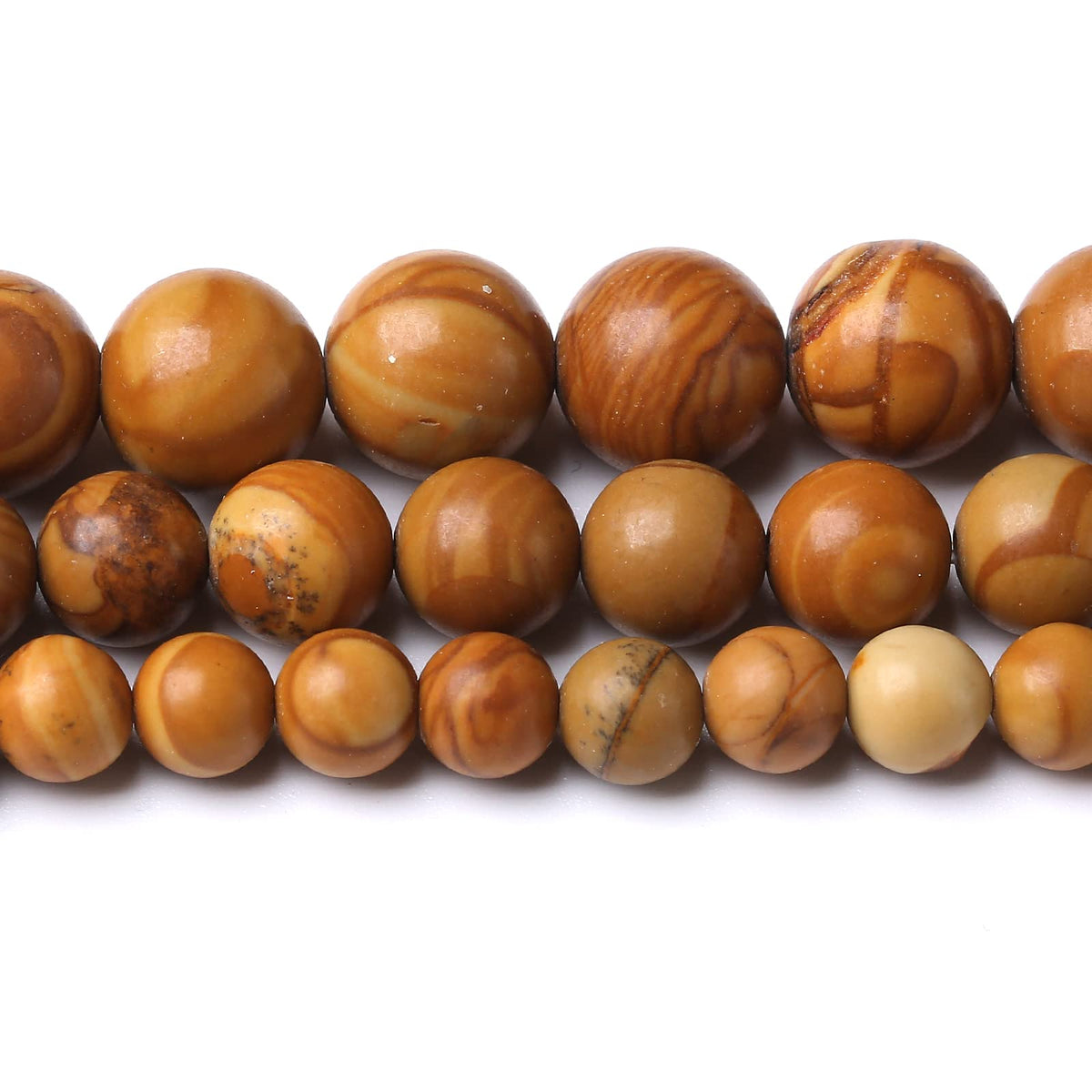 45PCS 8MM Natural Woodgrain Jasper Stone Beads Round Shape Suitable for Jewelry DIY Bracelet 15 Inches