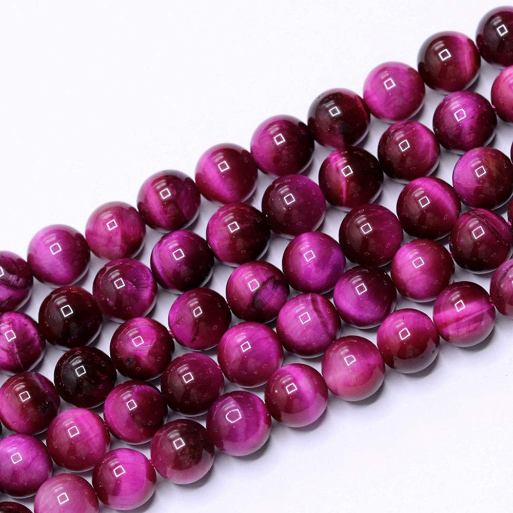 PLTbeads Natural Gemstone Loose Beads Smooth Round Approxi 15 inch DIY Bracelet Necklace for Jewelry Making (6mm, Pink Tiger Eye)