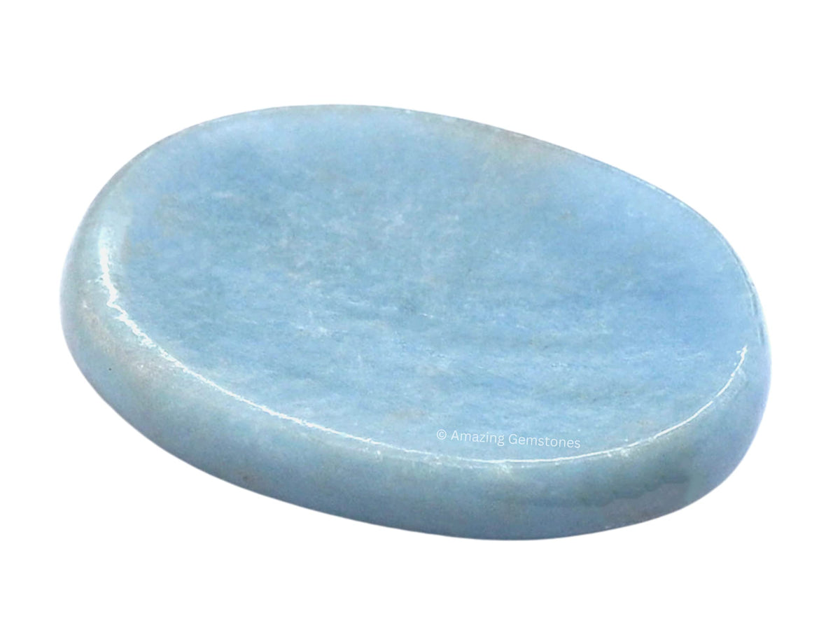 Amazing Gemstone Angelite Worry Stone Crystals & Healing Stones - Worry Stones for Stress Relief Gifts - Piedra Crystal Fidget for Meditation, Relaxation - Unique Stocking Stuffers and Gifts