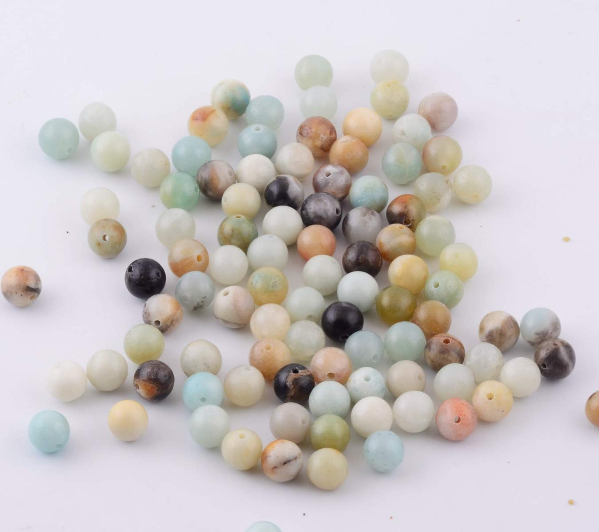 Natural Stone Beads 100pcs 6mm Amazonite Stone Round Genuine Real Stone Beading Loose Gemstone Hole Size 1mm DIY Smooth Beads for Bracelet Necklace Earrings Jewelry Making (Amazonite Green, 6mm)