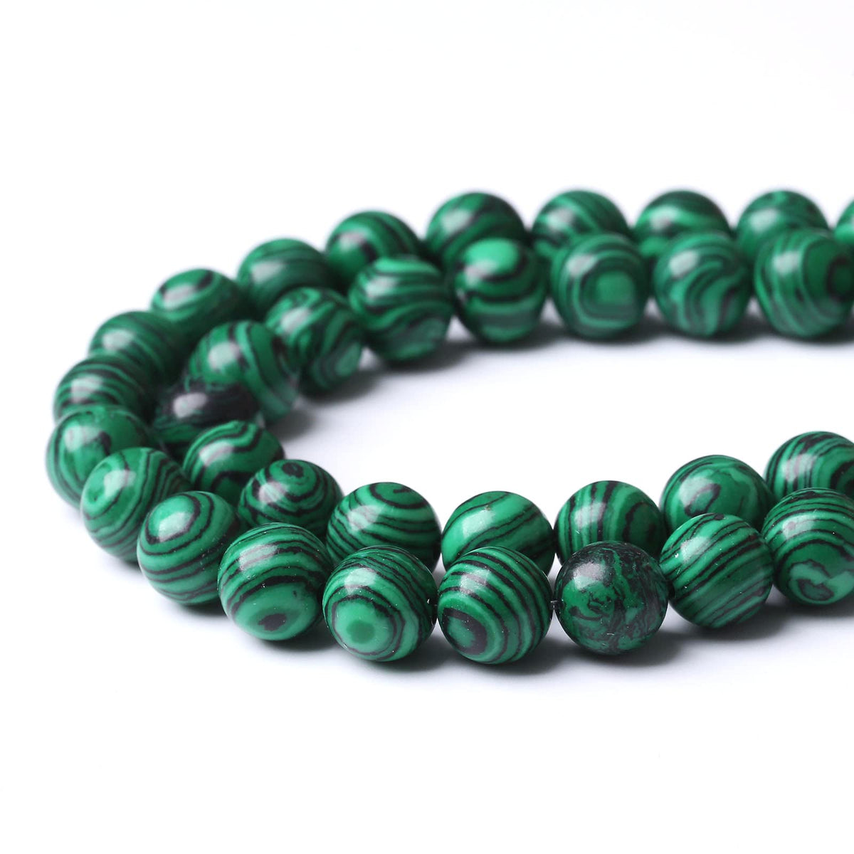 36PCS 10MM Green Malachite Round Loose Natural Gem Beads for Jewelry Making 15"