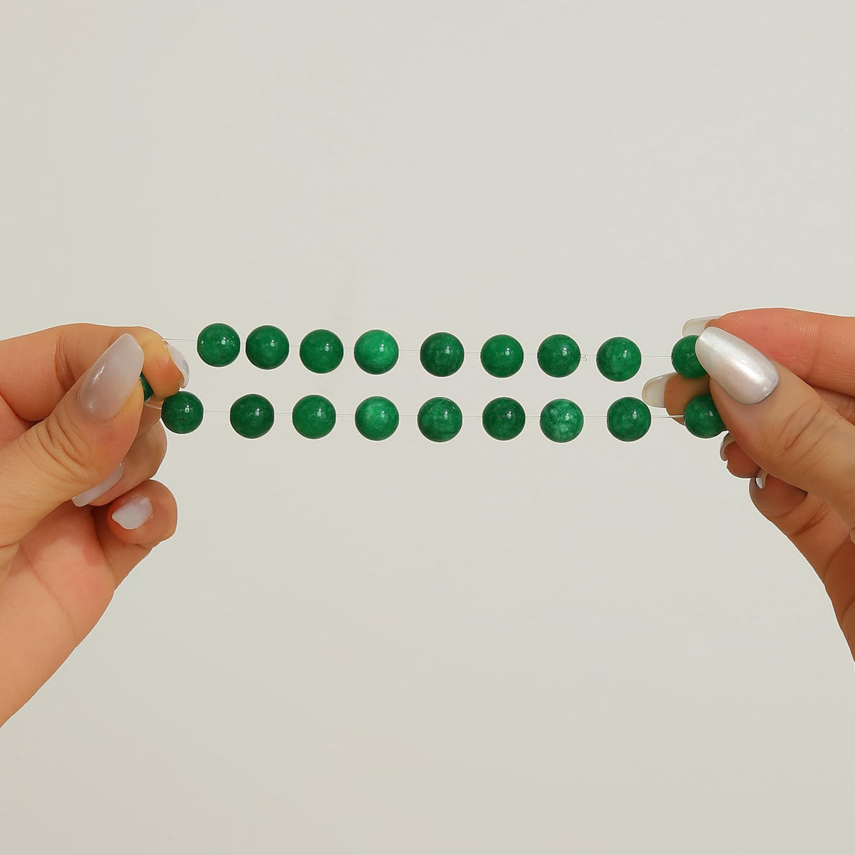 Green Jade Bracelet for Women | Natural Real Jade Crystal Beaded Stretch Bracelet 10mm | Gift for Her Luck Prosperity Healing Gemstone Jewelry