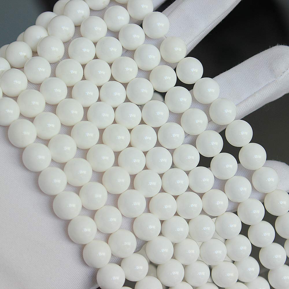 MJDCB 7A Natural Deep Sea White Shells Round Stone Beads for Jewelry Making DIY Bracelet Necklace (4mm)