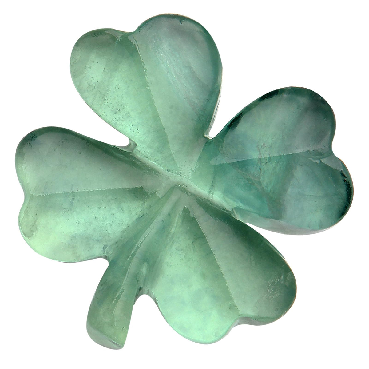 Hguxmcu Natural Fluorite Four Leaf Clover - Feng Shui Lucky Crystal for Love Positivity, Polished Healing Stone Decor, Birthday Gift for Her Gift for Women Men