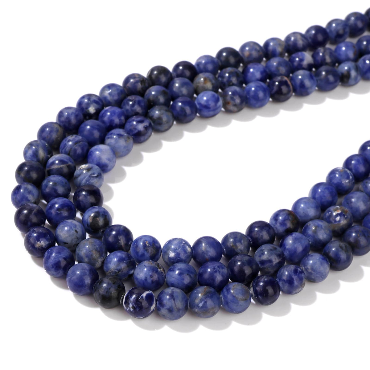 Risyfjew 50PCS 8mm Natural Sodalite Beads Gemstone Round Loose Beads for Jewelry Making Chakra Crystal Stone Beads for Bracelets Necklace Earrings Making Supplies (50pcs/Strand)