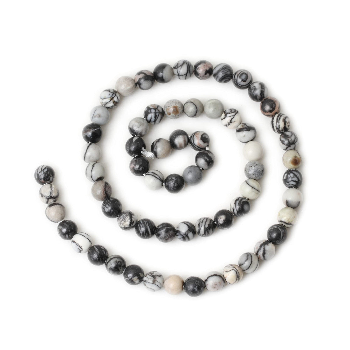CHEAVIAN 60PCS 6mm Natural Black Network Zebra Stone Round Loose Beads for Jewelry Making DIY Bracelet Necklace Materials 1 Strand 15"