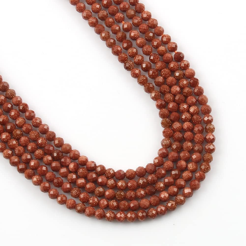 Song Xi 180pcs 2mm Natural Golden Sandstone Gemstone Beads Faceted Round Loose Stone Beads for Jewelry Making (1 Strand)