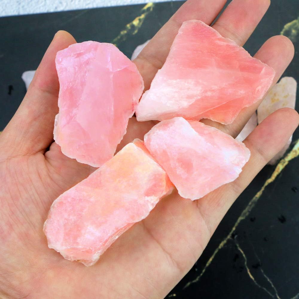 FIREBOOMOON 2lb/950g Rough Natural Rose Quartz Crystal Raw Stone Gemstone Crystal Rock for Cabbing,Tumbling,Cutting,Polishing,Lapidary,Wire Wrapping,Healing Reiki,Jewelry Making,Home Decoration(Pink)