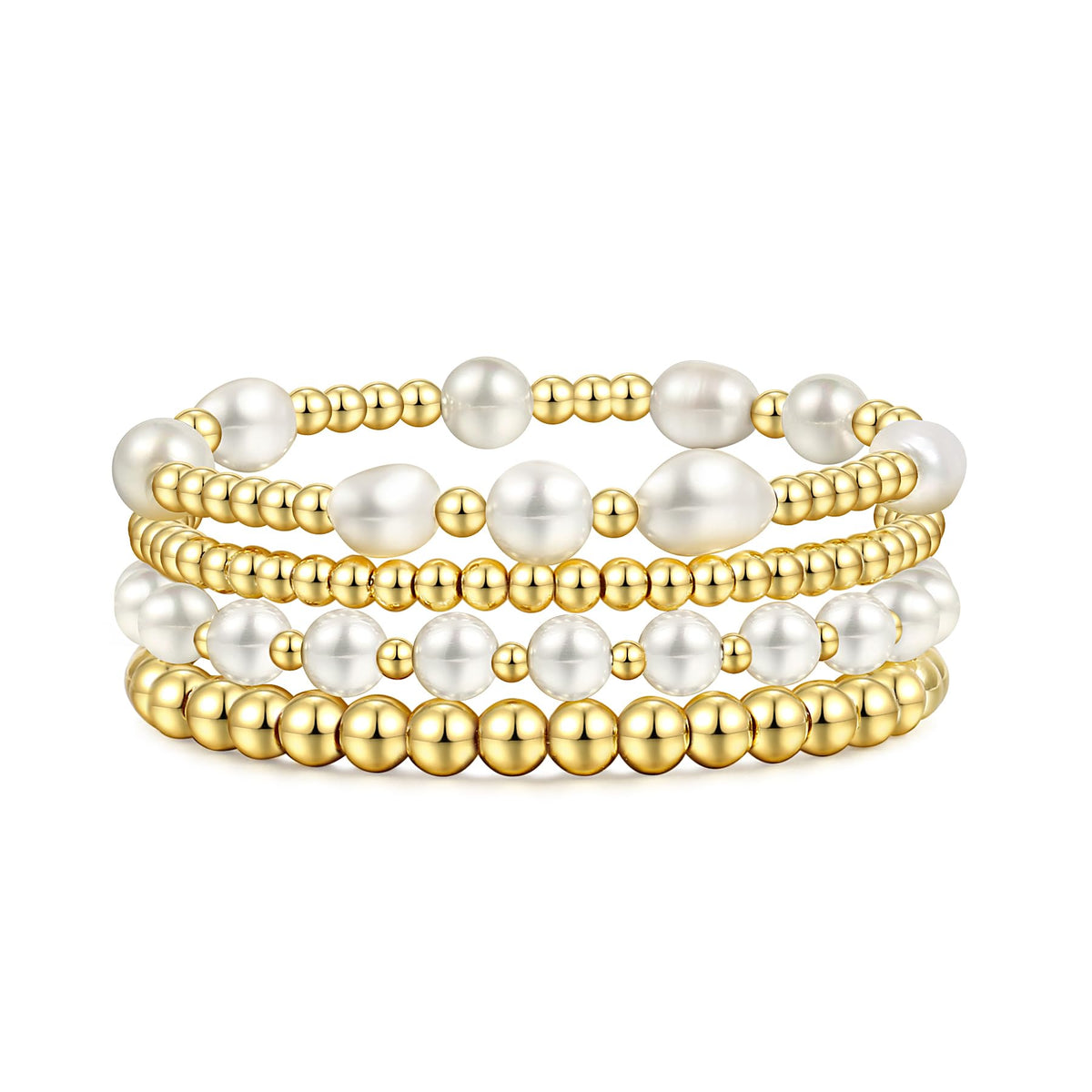 Badu Gold Beaded Bracelets for Women Boho Crystal Multiple Layered Stackable Wrap Bangle Set Paperclip Chain Trendy Jewelry (Gold-4Pcs-Pear)