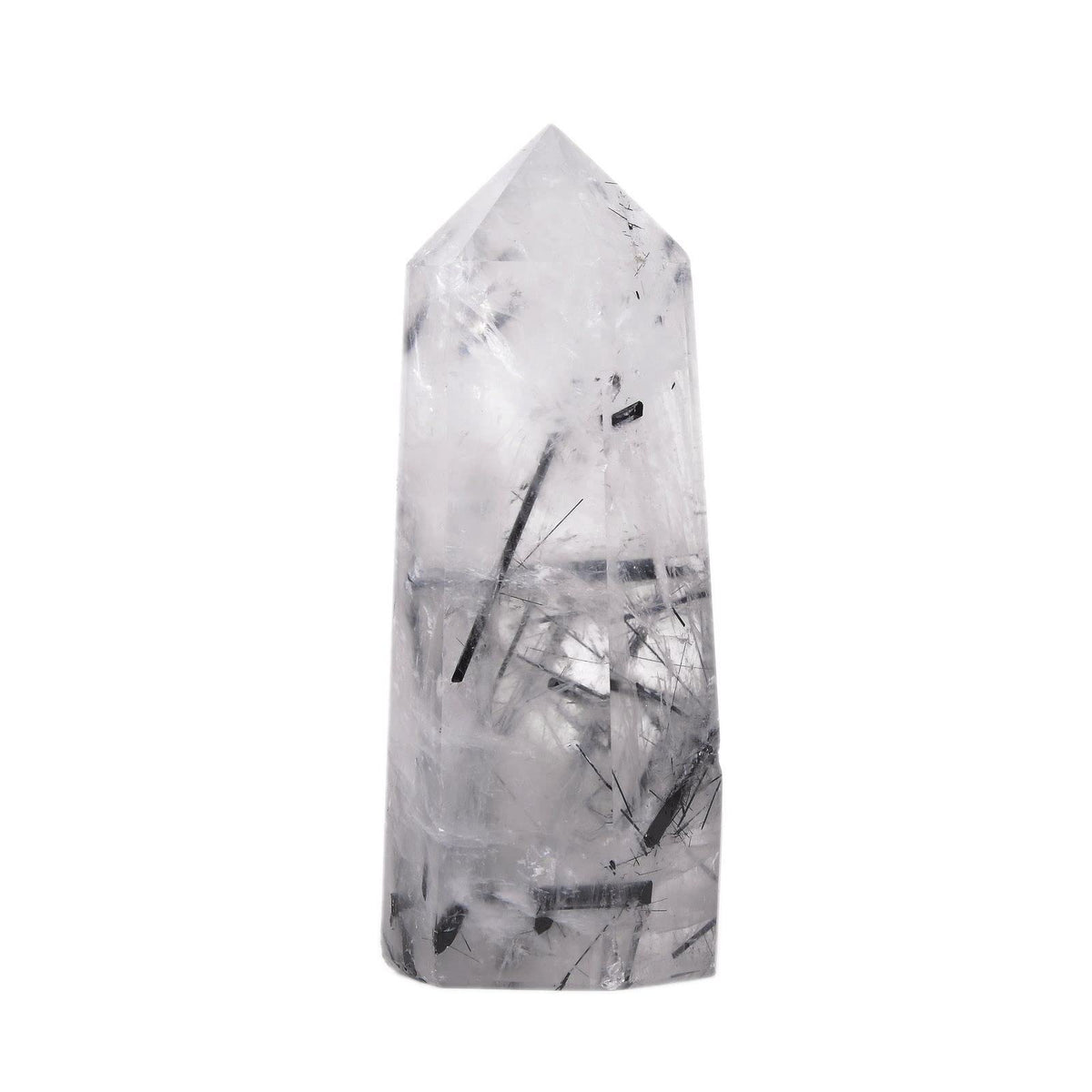 Large Black Rutilated Quartz Crystal Tower Healing Crystal Wand For Spiritual Use Hexagonal Point Reiki Chakra Gemstone Home Office Decor For Gift