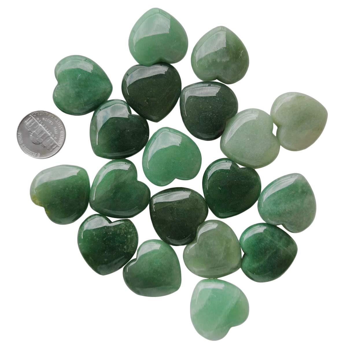Loveliome 4 Pcs Natural Green Aventurine Love Heart Palm Stone Reiki Balancing Worry Stone(1 Inch)