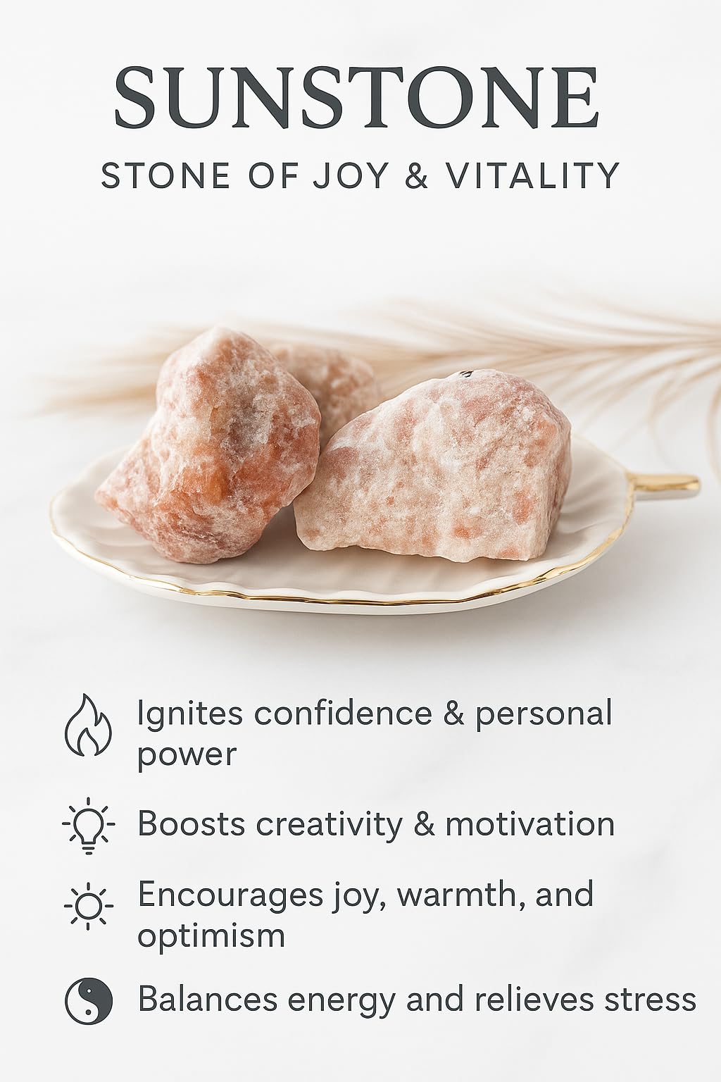 Large 1.25-2.0” Natural Healing Stones for Love, Meditation, Chakra, Reiki, Crystal Grid, Energy Work, Tumbling, Wire Wrapping, and Spiritual Home Decor (Sunstone)