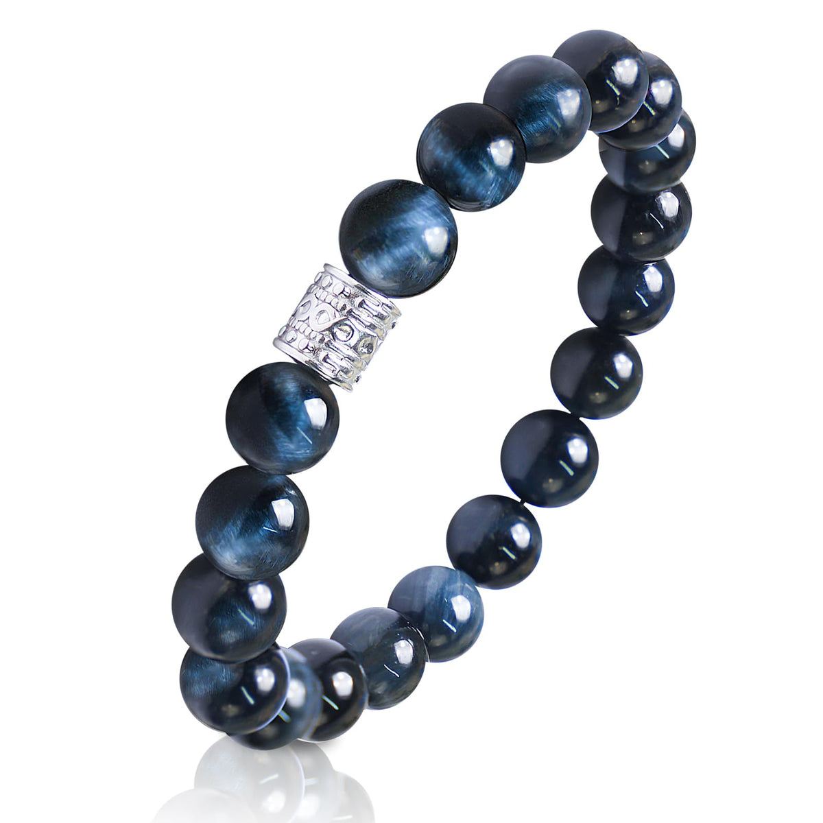 Tiger Eye Obsidian Beaded Bracelets For Men Gemstone Bracelets For Men &Women Fashion Natural Stone Men‘s Jewelry (dark blue)