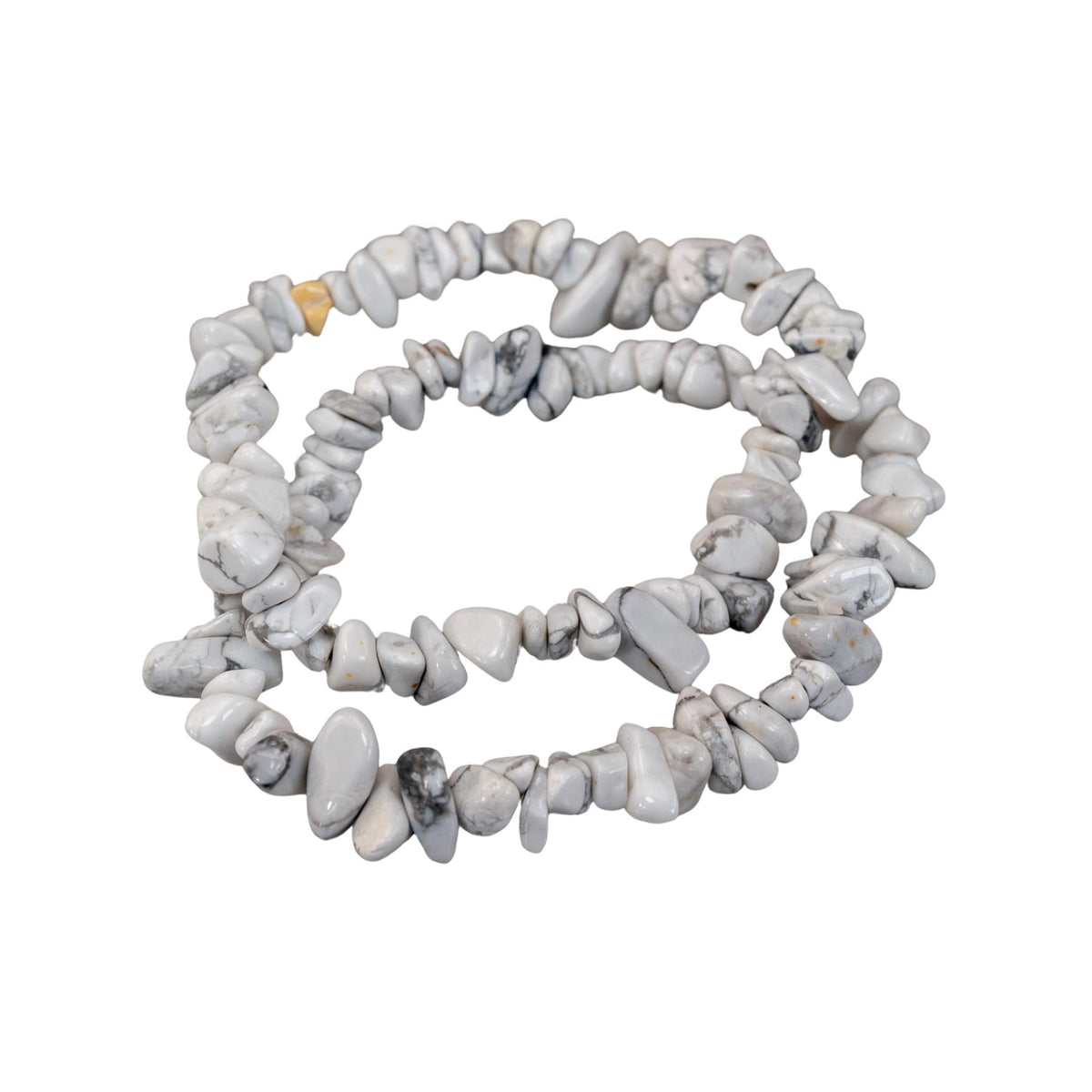 Natural Gemstone Bracelets, Chakra Crystal Healing Chip Stretch Bracelets, Gemstone Polished Irregular Crystals, Crystal Irregular Chips Beads Stretch Bracelets (White Howlite)