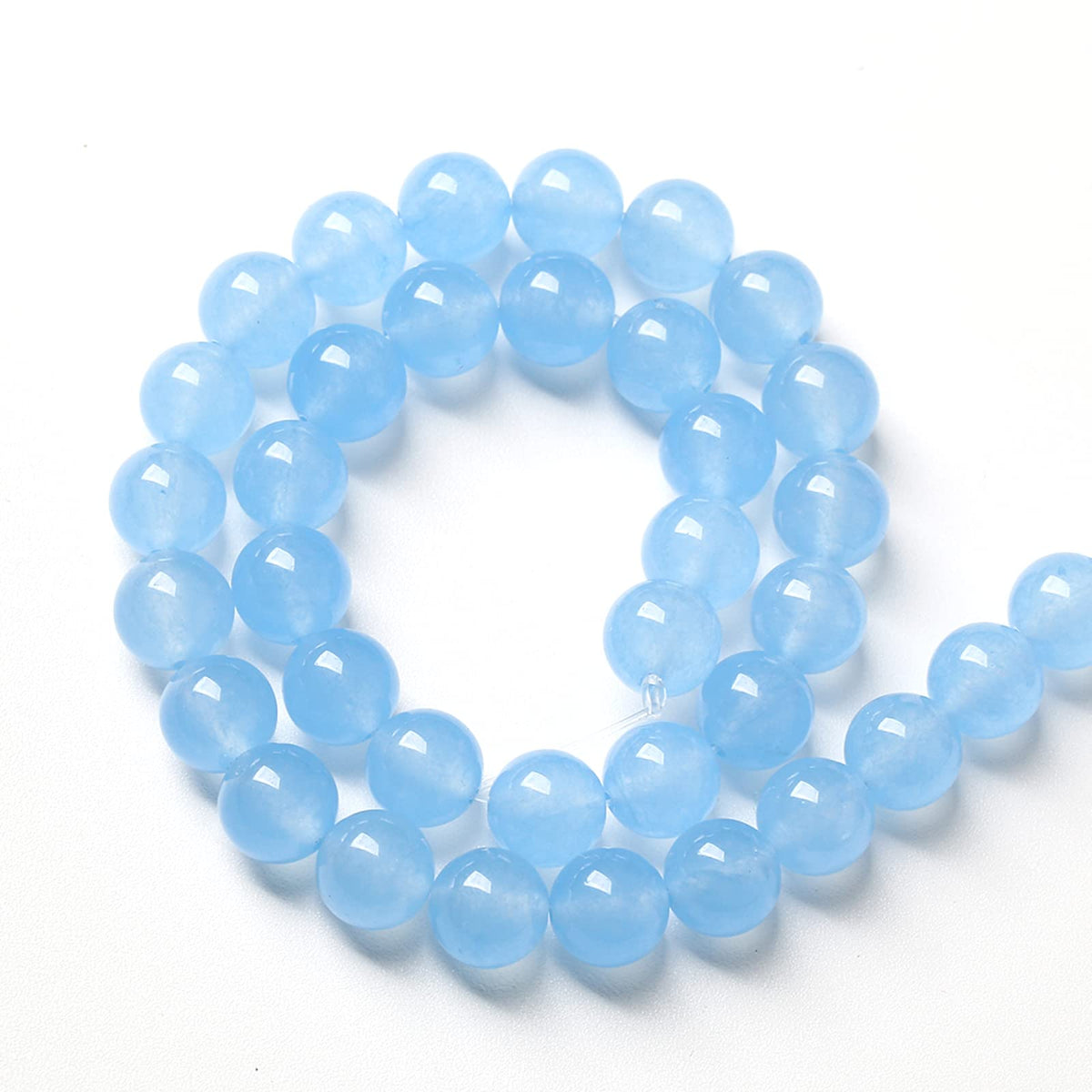 8MM 46PCS Blue Aquamarine Chalcedony Spacer Loose Beads for Jewelry Making DIY Bracelet Necklace