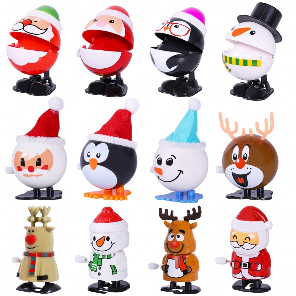Max Fun 12pcs Christmas Wind Up Stocking Stuffers Toys Assortment for Christmas Party Favors Goody Bag Filler (Christmas Wind up Toys)