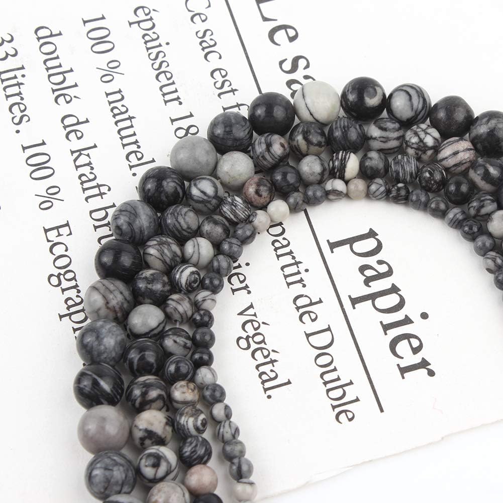 Yochus 45pcs Spider Web Beads，8mm Healing Power Natural Stone Round Loose Beads for Jewelry Making Earring Necklace DIY Crafts