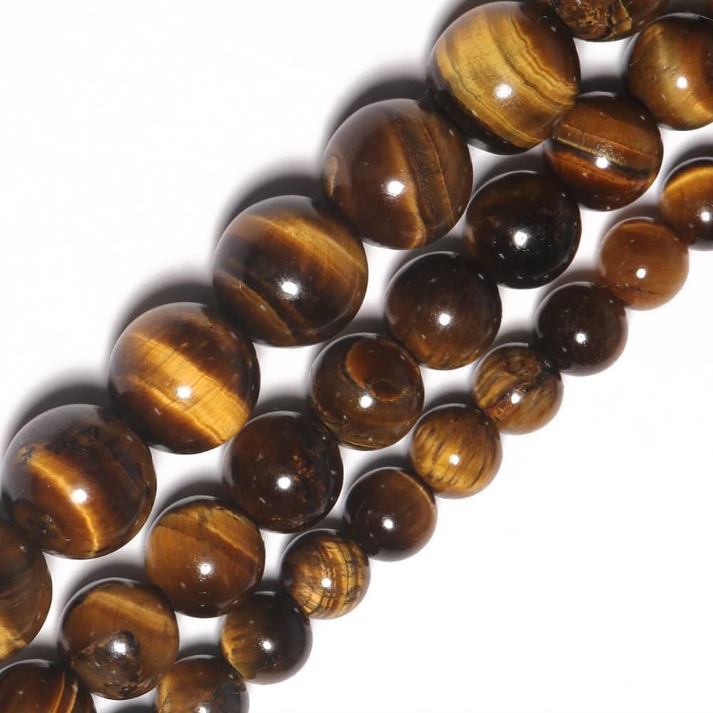 Yochus 45pcs Yellow Tiger Eye Beads，8mm Healing Power Natural Stone Round Loose Beads for Jewelry Making Earring Necklace DIY Crafts