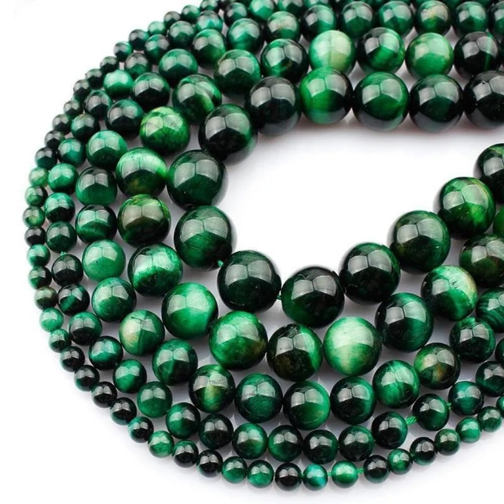 Zenkeeper 108Pcs Green Tiger Eyes Spacer Loose Beads Bulk with Holes Handcrafted for DIY Bracelets Jewelry Making Crafts Supplies