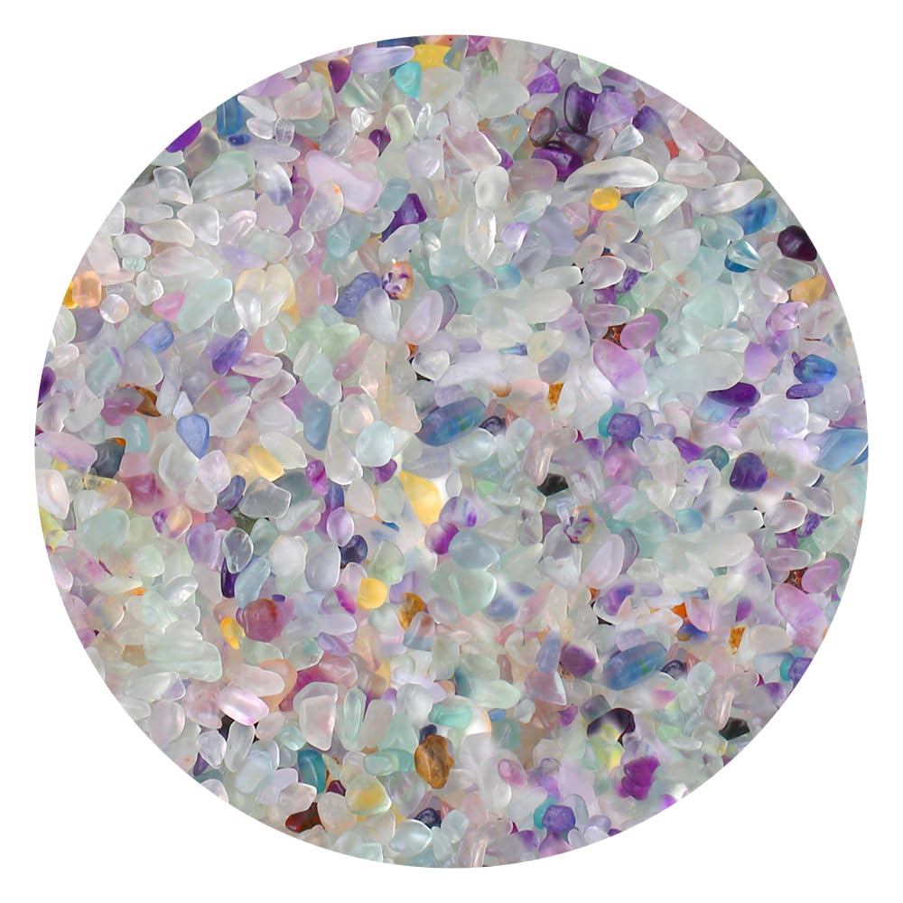 ZHIYUXI Crystal Fluorite Vase Filler, 0.22lbs, Polished Healing Chips for Decoration, Fish Tank Gravel, Succulent Plants, Home Decor