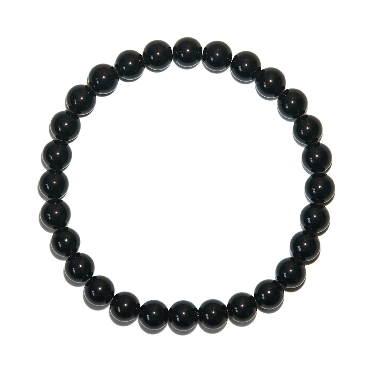 BANANE LAB Black Obsidian Bracelet for Men Women 6mm - Real Natural Crystal Bead Stretch Bracelets - Classic Unisex Protection Stone Jewelry - Standard 6.5" Wrist Fit with DIY Repair Kit