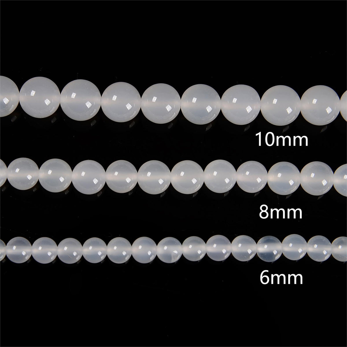 48Pcs 8mm White Agate Natural Faceted Round Loose Real Stone Beads Gemstone Genuine for DIY Hand Made Craft Jewelry Bracelet Earring Necklace String Making Energy Healing Power