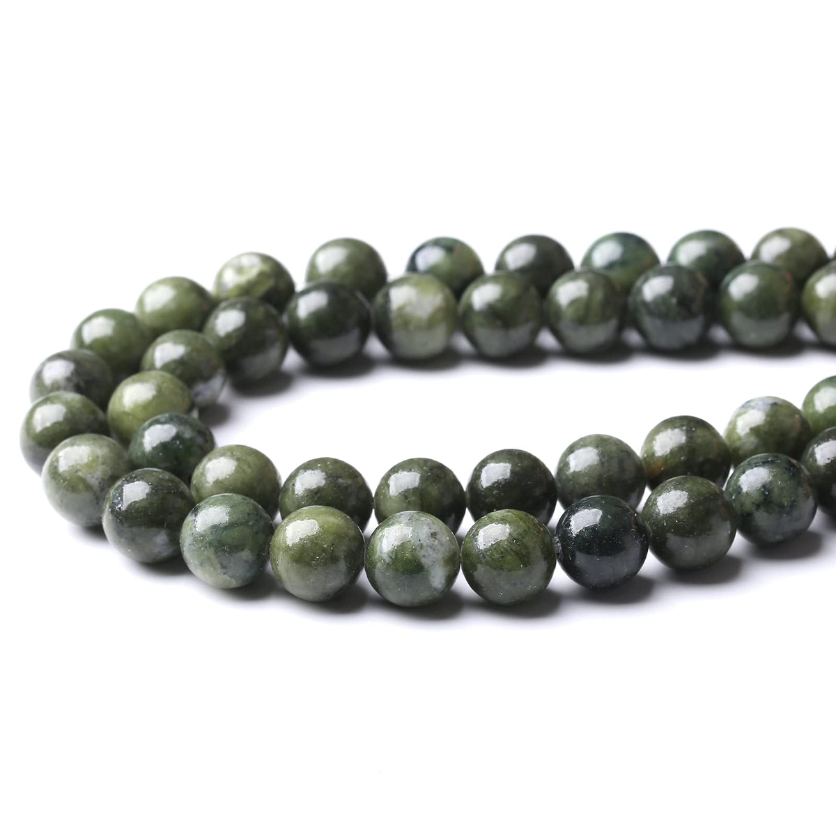 36PCS 10MM Natural Southern Jade Beads Round Loose Stone Beads for Jewelry Making DIY Energy Stone Healing Power Bracelet 15"