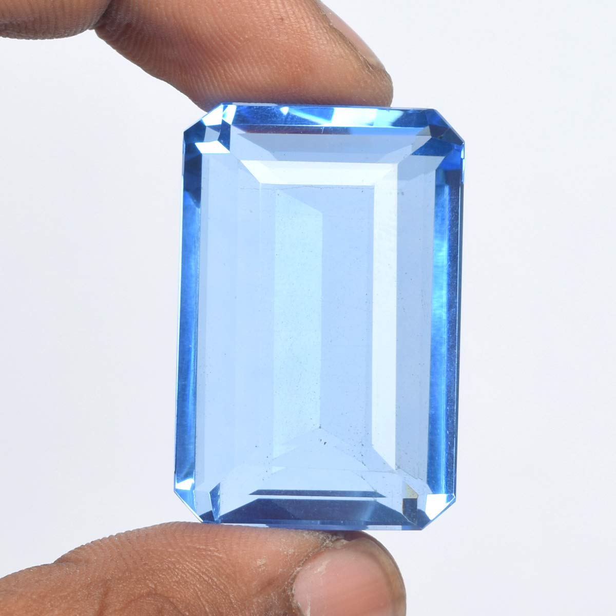 GEMHUB Gemstones For Jewelry Making 105.75 Carats Brazilian Blue Topaz Emerald Shape Loose Gemstone Crystals