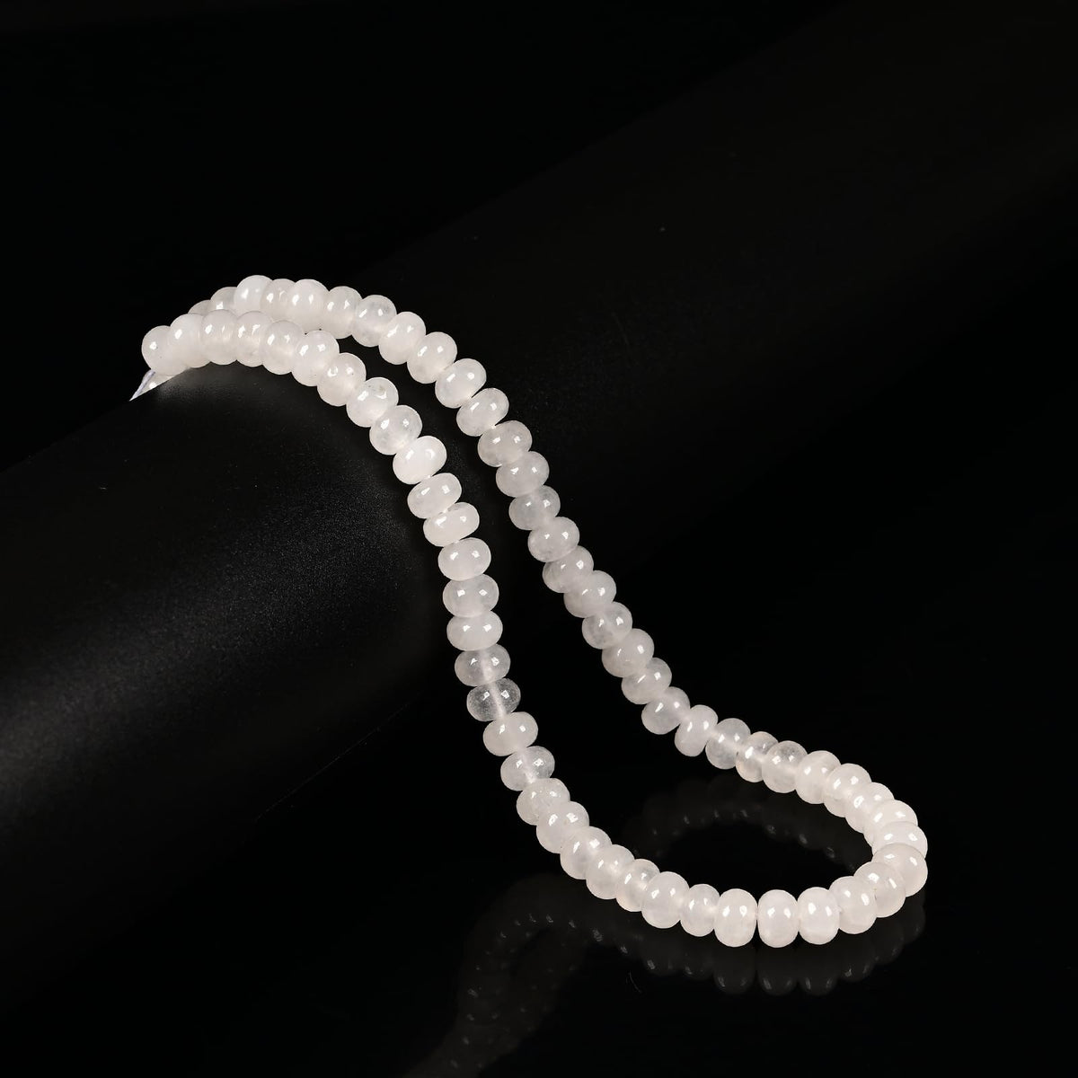 ICAI 4x6mm Natural Rondelle Beads – Loose Gemstone Spacers for DIY Jewelry Making (White Jade)