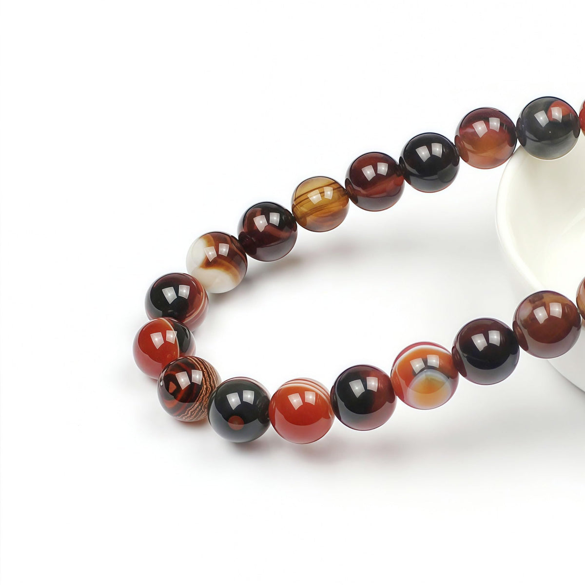 MJDCB Red Coffee Agate Beads Natural Agate Stone Round Loose Beads Ball Handmade Jewelry Bracelet Making DIY (6mm)