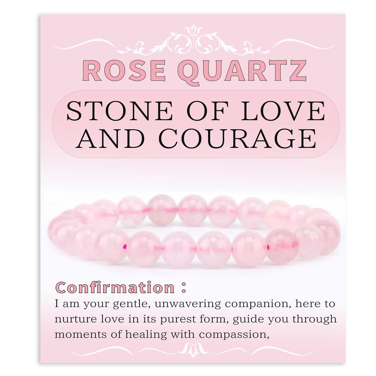 Bymitel 8mm Pink Quartz - Handmade Reiki Gemstone Stretch Bracelet, Natural Beauty & Spiritual Essence, Crystal Healing for Unisex Adults