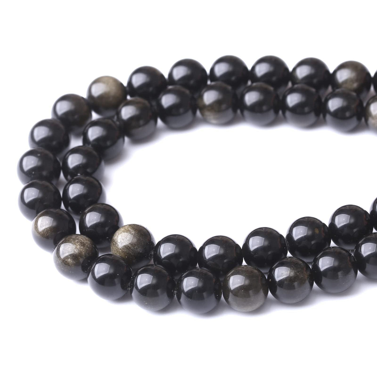 90PCS 4MM Natural Black Golden Obsidian Stone Beads Energy Healing Beads for DIY Jewelry Bracelet Necklace Making for Jewelry Making15Inch