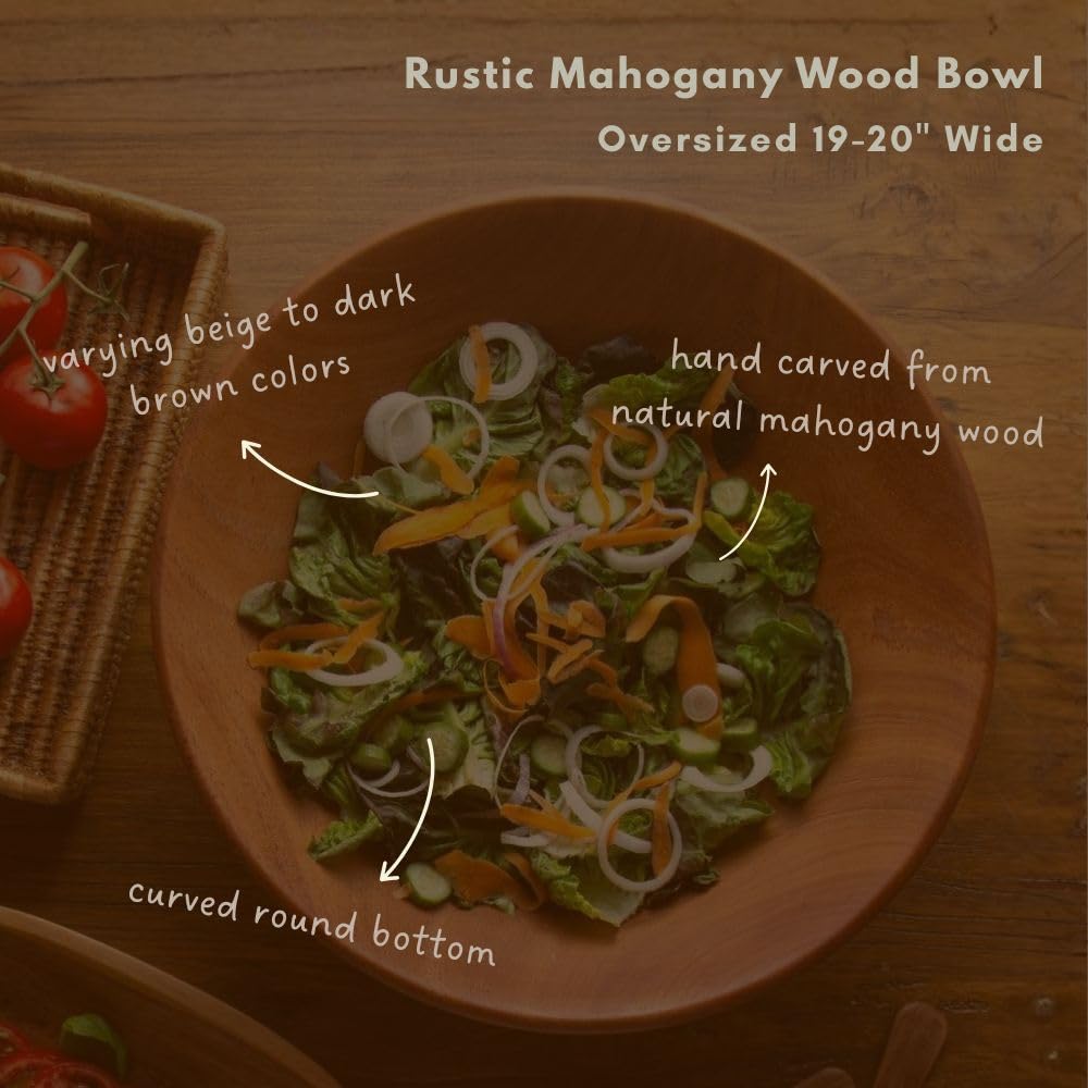 Rustic Wood Bowls for Serving Salads (Oversized (19-20"))