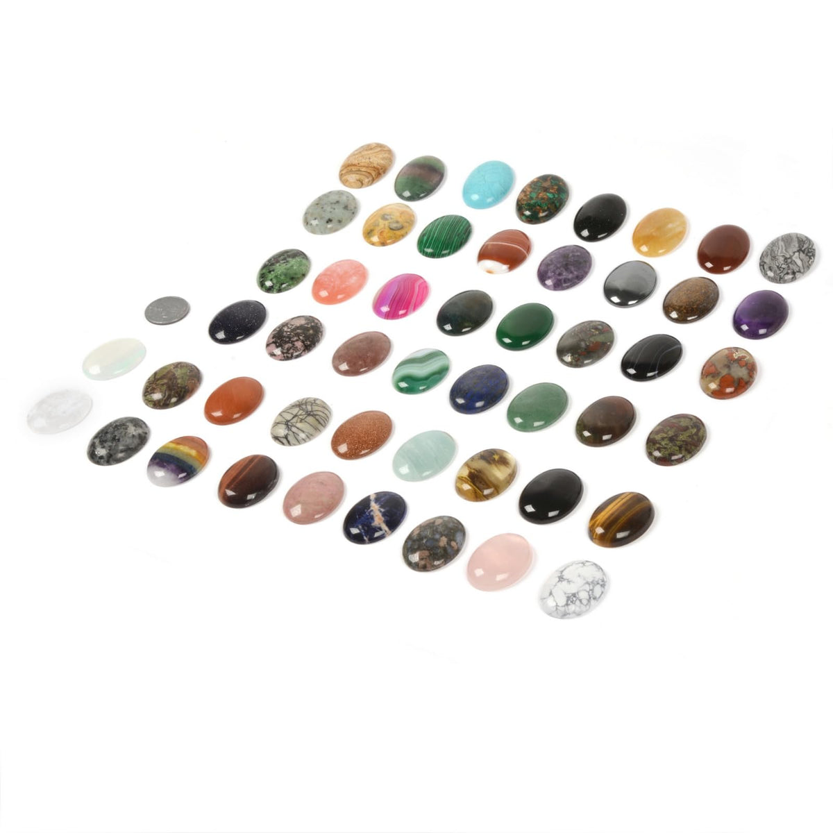 24pcs Assorted Gemstone 40mm Oval Cab Cabochon Flatback Gemstone Jewelry Accessories For Jewelry DIY Making