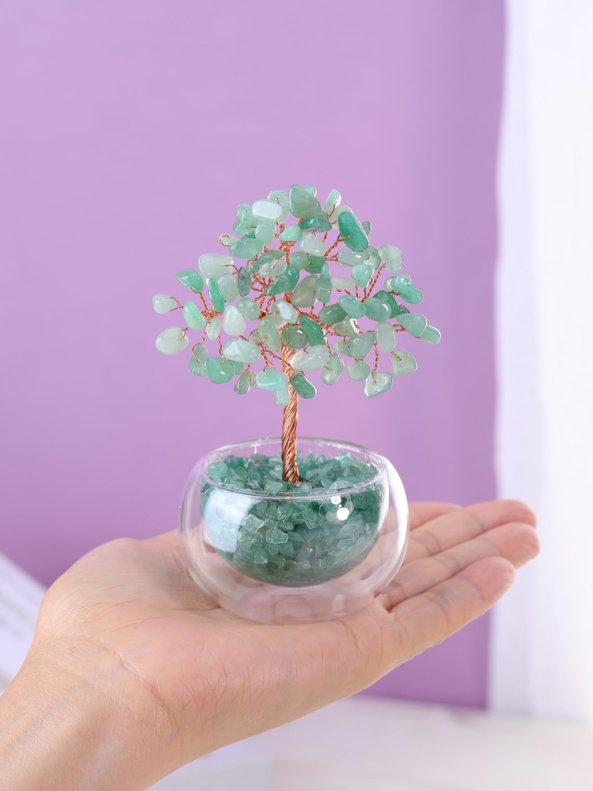 PESOENTH Green Aventurine Tree Crystal Tree of Life Gifts for Women Mom Birthday,Green Crystal Bonsai Tree Healing Stone Gem Trees Spiritual Home Room Decor Gifts for Women