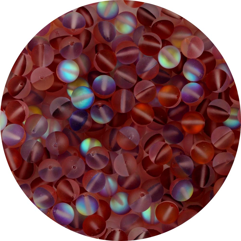Matte Aurora Crystal Glass Beads Brown 100pcs 8mm Flash Glitter Shining Mermaid Round Loose Aura Bead Frosted Moonstone for Jewelry Making (Brown, 8mm)