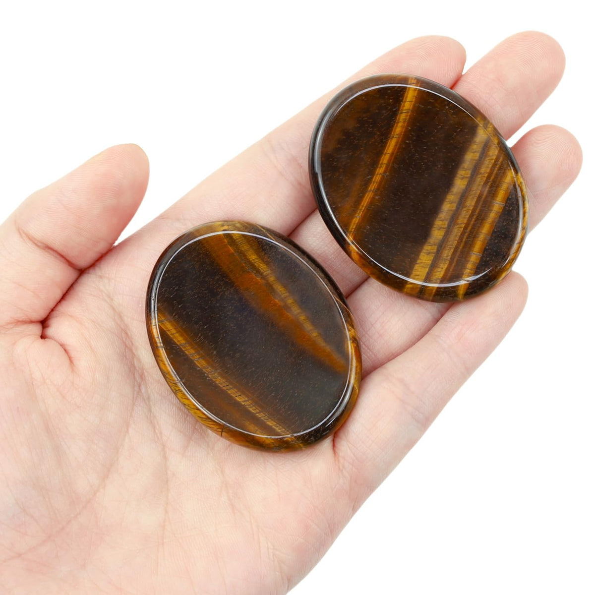NUKAYAI Thumb Worry Stone Tiger Eye Crystal Stone Healing Crystals Natural Oval Fidget Mental Health Gifts Stress Relief Small Trinkets Depression Gemstones Reiki Anxiety Relief Items for Women Men