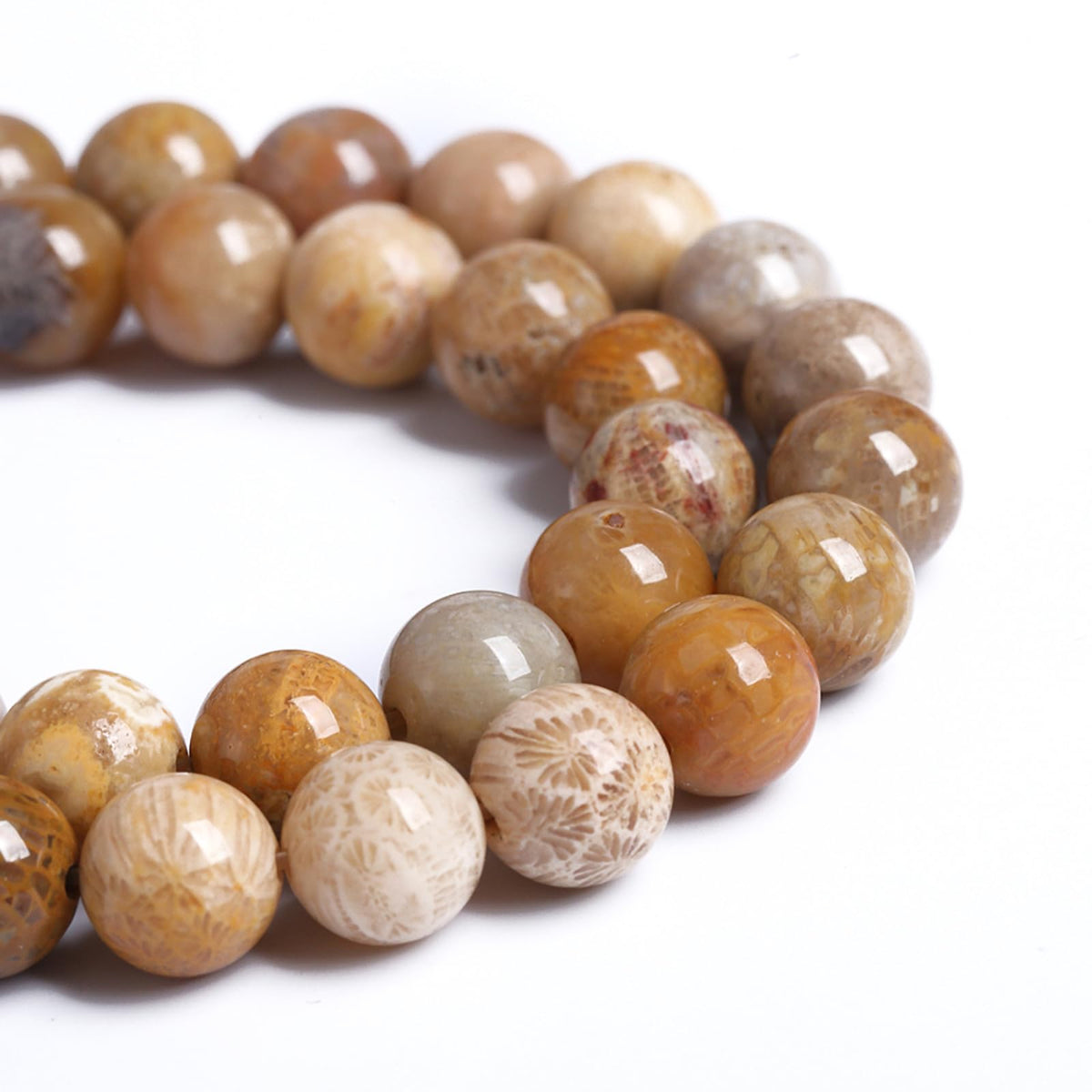 75PCS 10MM Natural Stone Coral Jade Chrysanthemum Beads for Jewelry Making DIY Bracelet